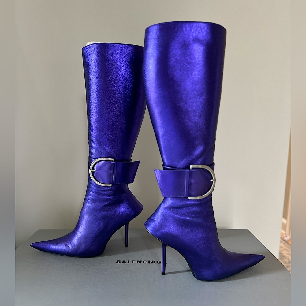 Balenciaga Purple Essex Metallic Boot - Picture 6 of 9
